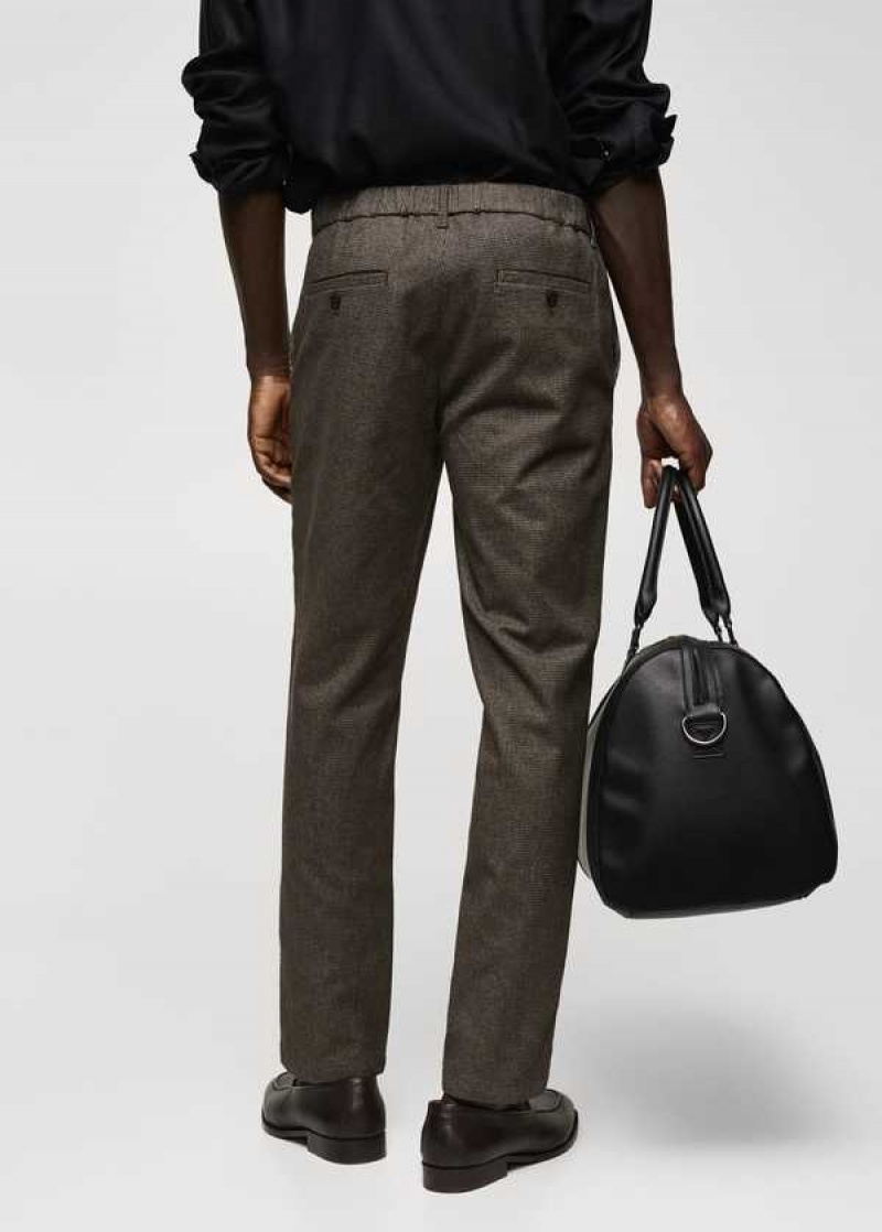 Mango Slim-fit Bavlněné Micro-houndstooth Slim-fit Pants | MNG-22376