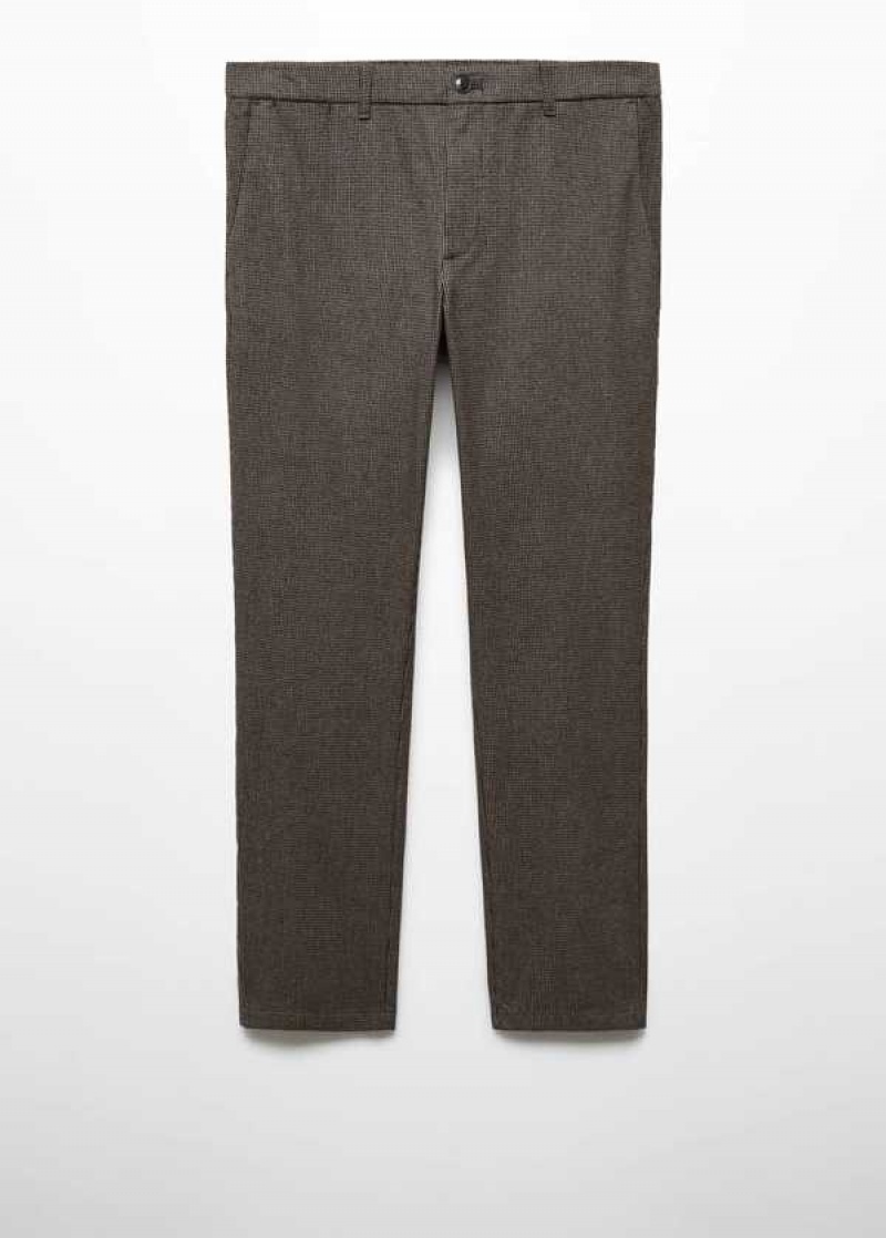 Mango Slim-fit Bavlněné Micro-houndstooth Slim-fit Pants | MNG-22376