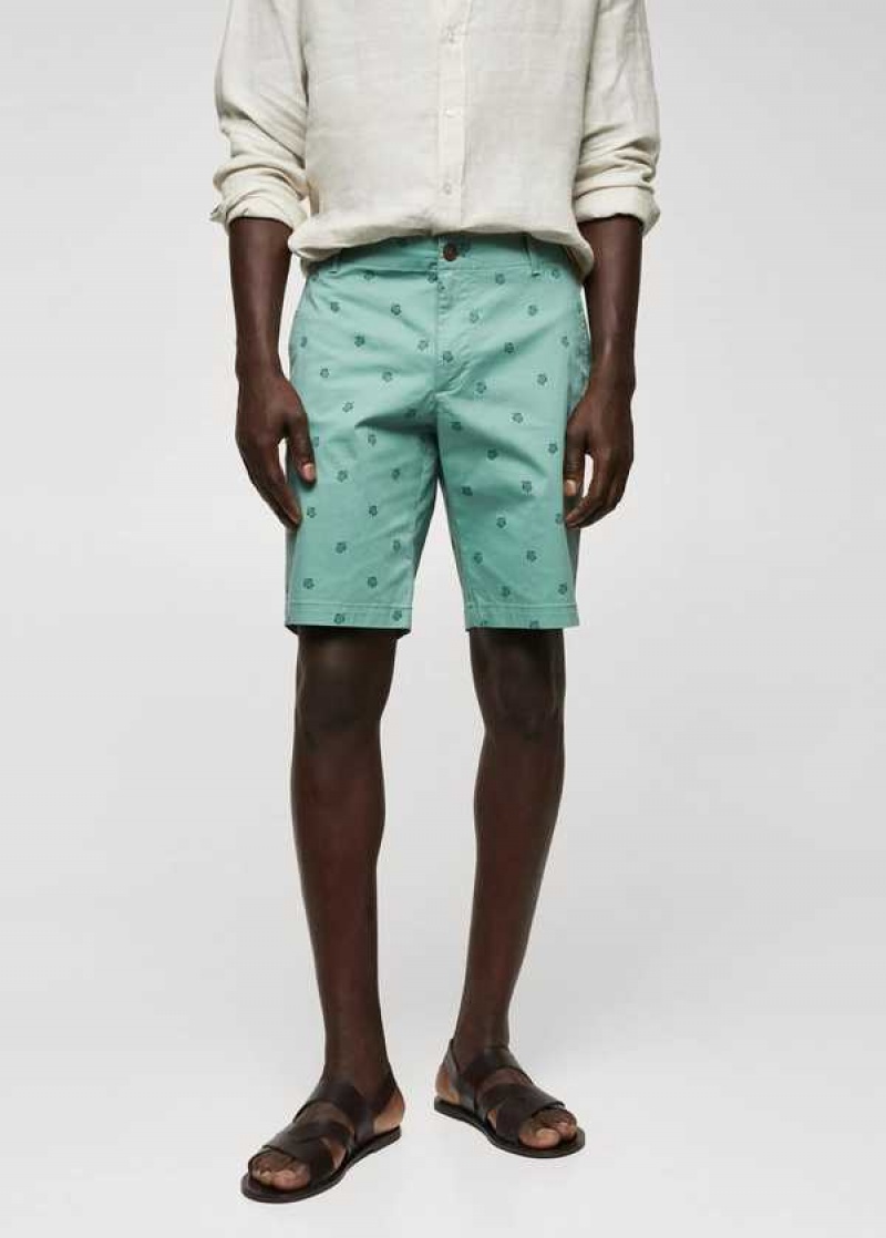 Mango Slim-fit Bavlněné Micro-print Bermuda Shorts | MNG-22398