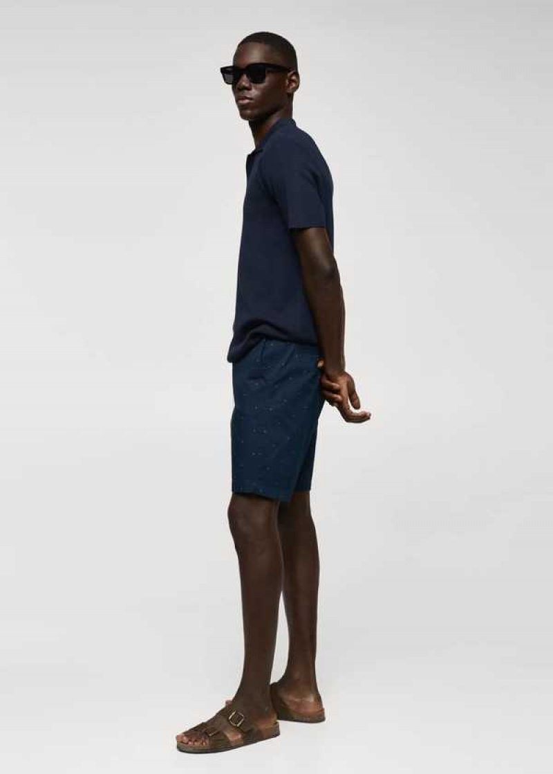 Mango Slim-fit Bavlněné Micro-print Bermuda Shorts | MNG-22397