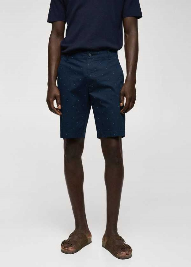 Mango Slim-fit Bavlněné Micro-print Bermuda Shorts | MNG-22397