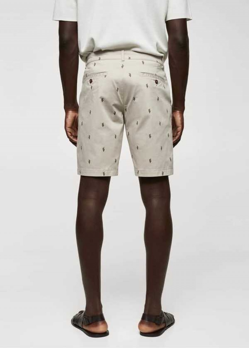 Mango Slim-fit Bavlněné Micro-print Bermuda Shorts | MNG-22391