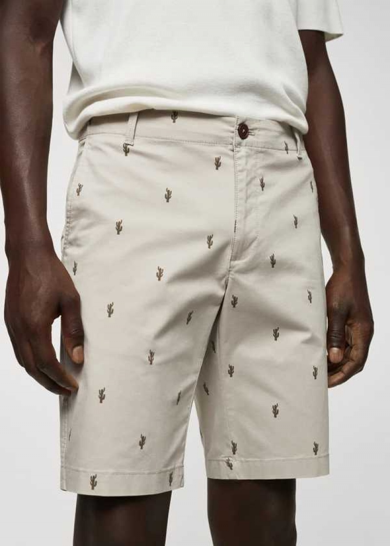 Mango Slim-fit Bavlněné Micro-print Bermuda Shorts | MNG-22391