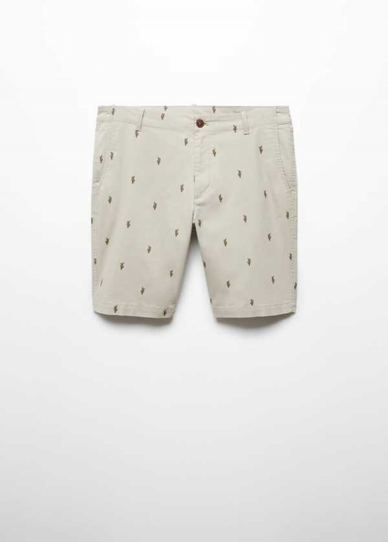 Mango Slim-fit Bavlněné Micro-print Bermuda Shorts | MNG-22391