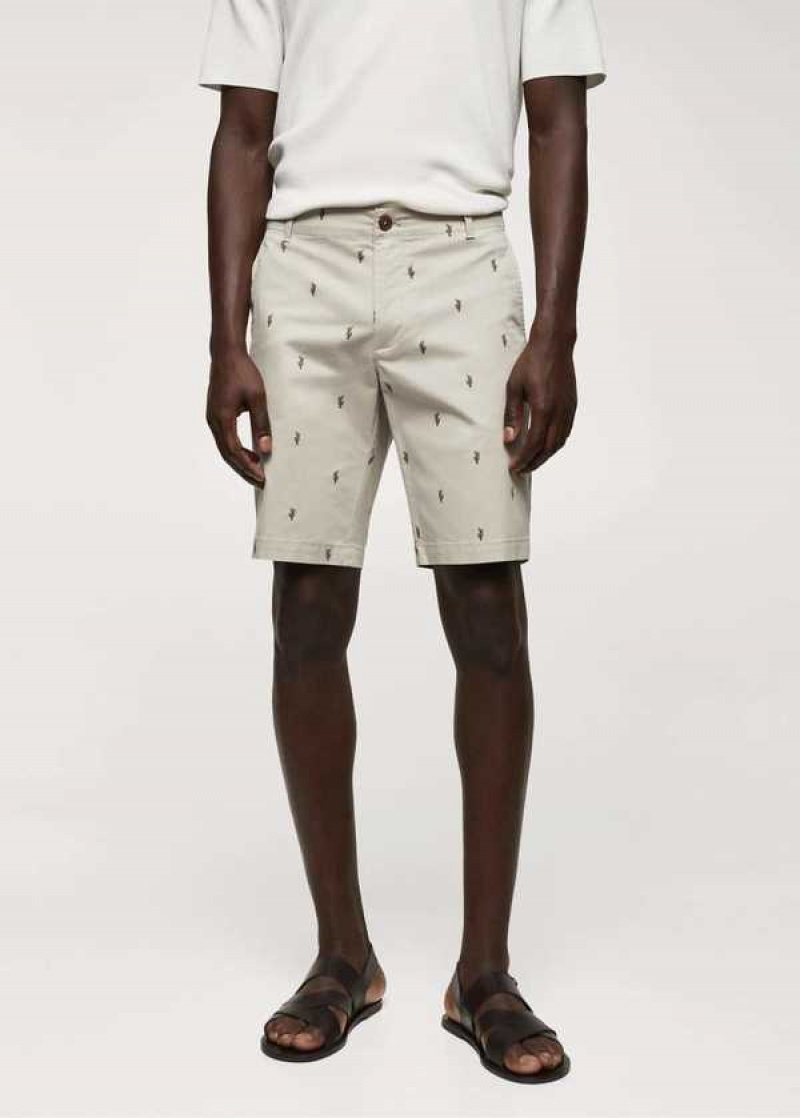 Mango Slim-fit Bavlněné Micro-print Bermuda Shorts | MNG-22391