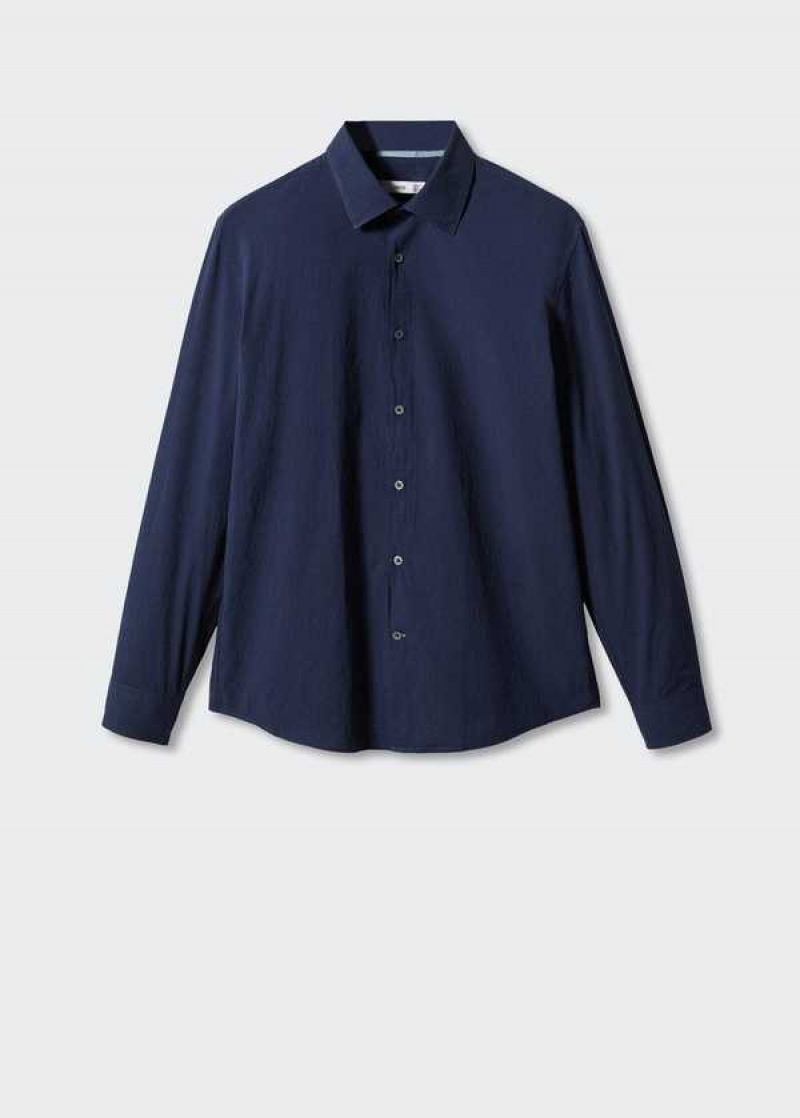 Mango Slim-fit Bavlněné Seersucker Shirt | MNG-21976