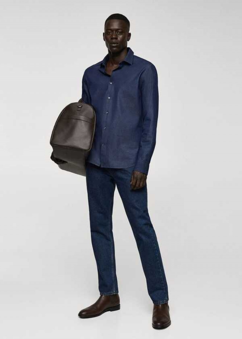 Mango Slim-fit Chambray Bavlněné Shirt | MNG-22217