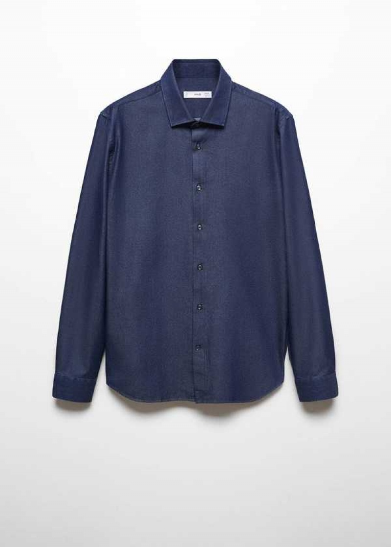 Mango Slim-fit Chambray Bavlněné Shirt | MNG-22217