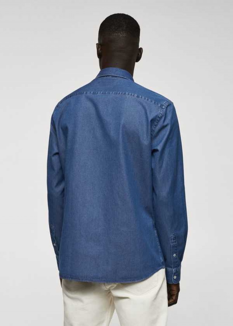 Mango Slim-fit Chambray Bavlněné Shirt | MNG-22216