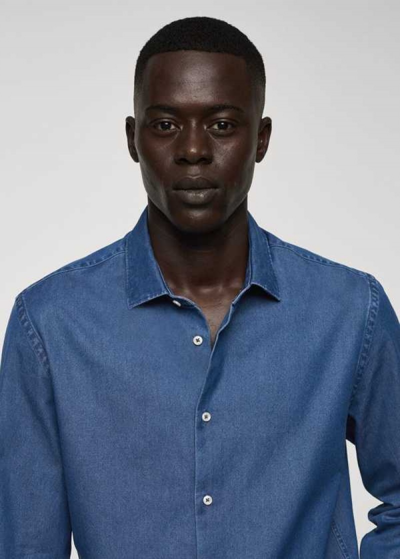 Mango Slim-fit Chambray Bavlněné Shirt | MNG-22216