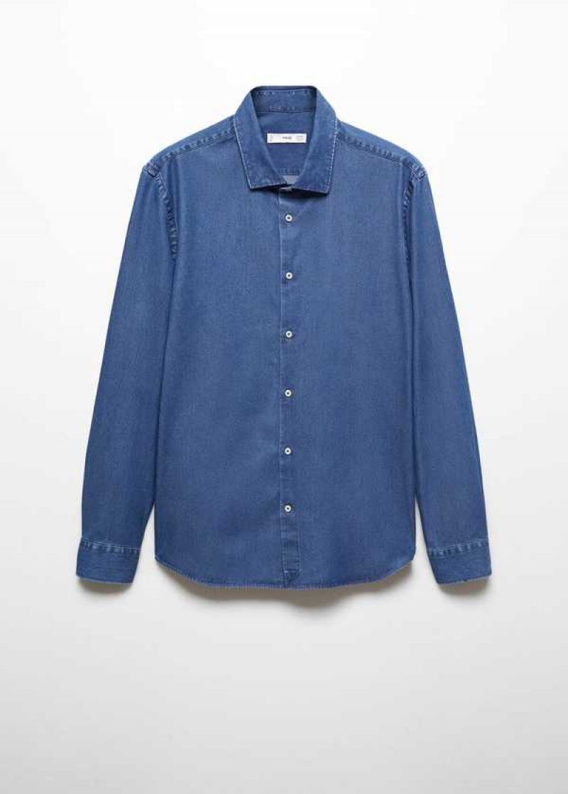 Mango Slim-fit Chambray Bavlněné Shirt | MNG-22216