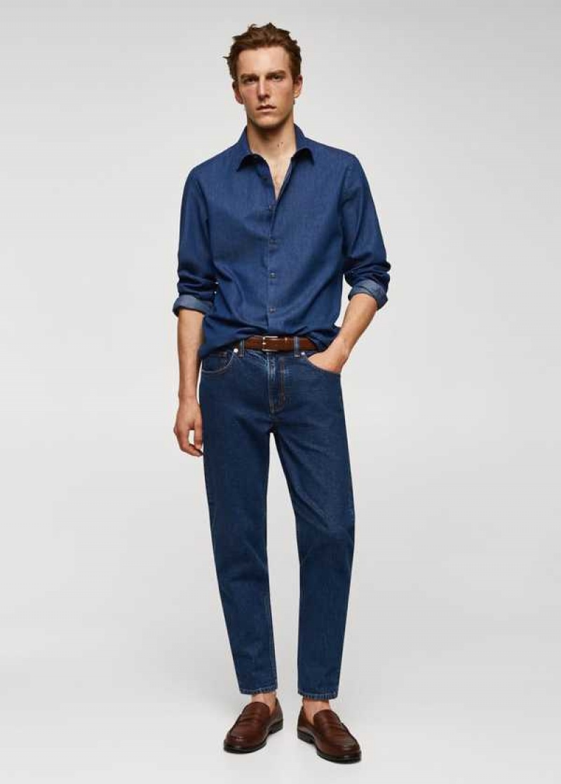 Mango Slim-fit Chambray Bavlněné Shirt | MNG-21954