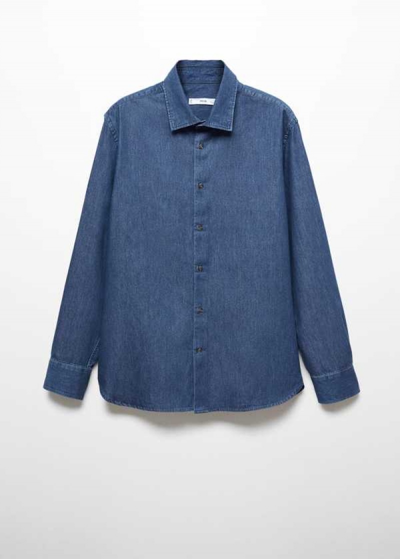 Mango Slim-fit Chambray Bavlněné Shirt | MNG-21954