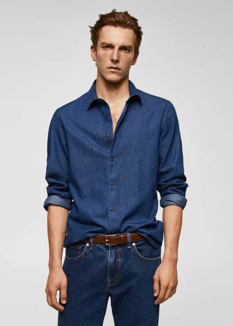 Mango Slim-fit Chambray Bavlněné Shirt | MNG-21954