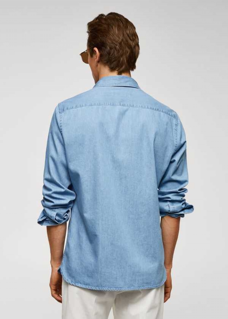 Mango Slim-fit Chambray Bavlněné Shirt | MNG-21952