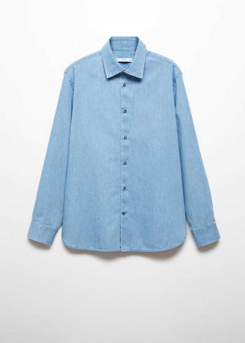 Mango Slim-fit Chambray Bavlněné Shirt | MNG-21952