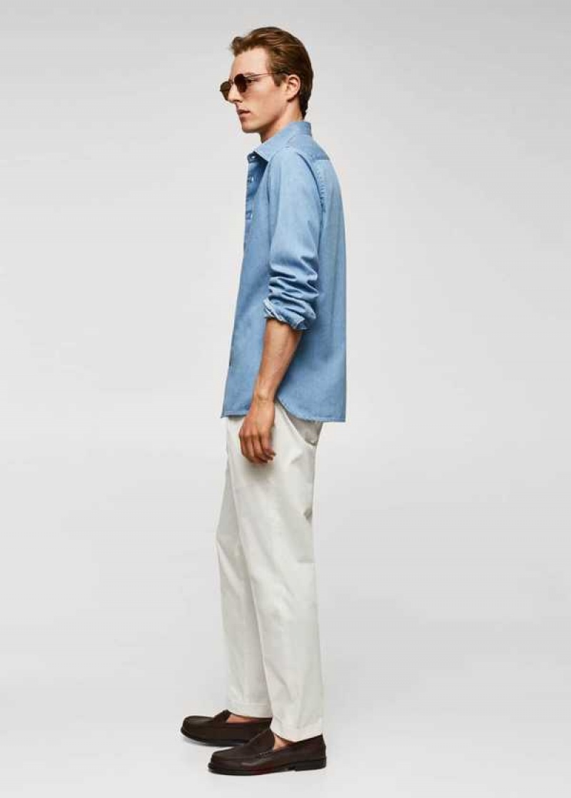 Mango Slim-fit Chambray Bavlněné Shirt | MNG-21952