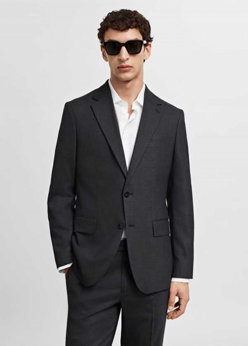 Mango Slim-fit Check Vlna Suit Blazer | MNG-21462