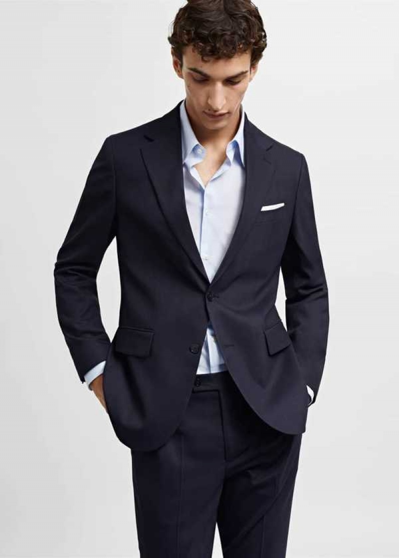 Mango Slim-fit Herringbone Vlna Suit Jacket | MNG-21454