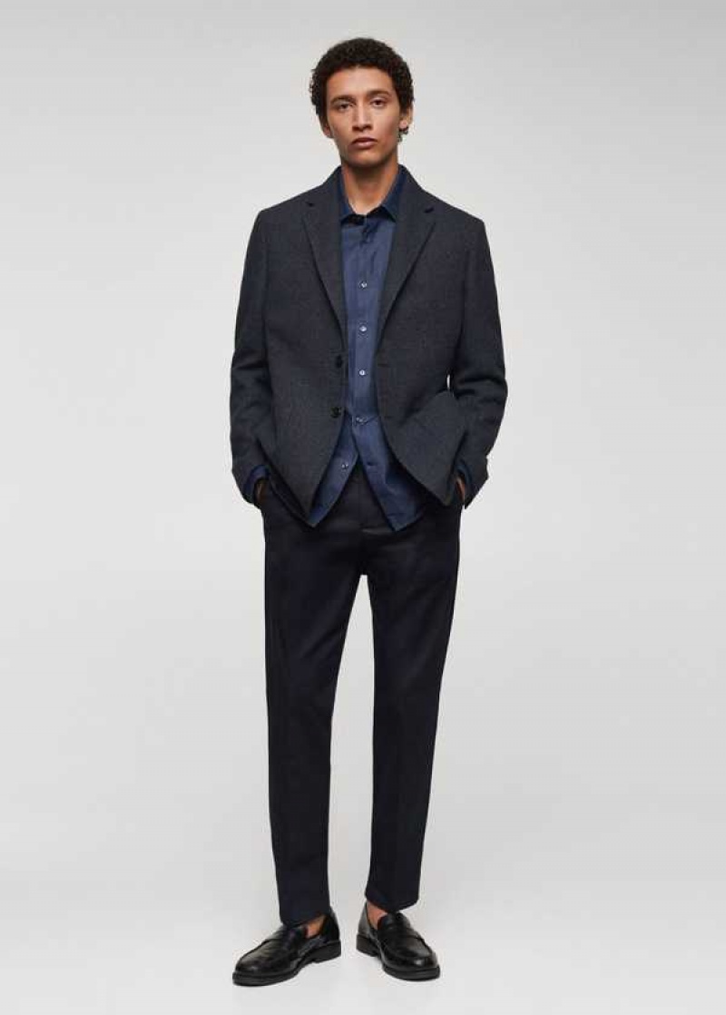 Mango Slim-fit Herringbone Vlna Suit Jacket | MNG-21448