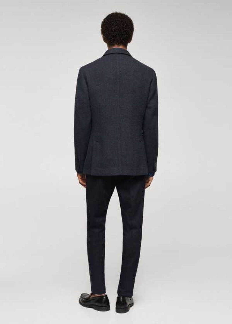 Mango Slim-fit Herringbone Vlna Suit Jacket | MNG-21448