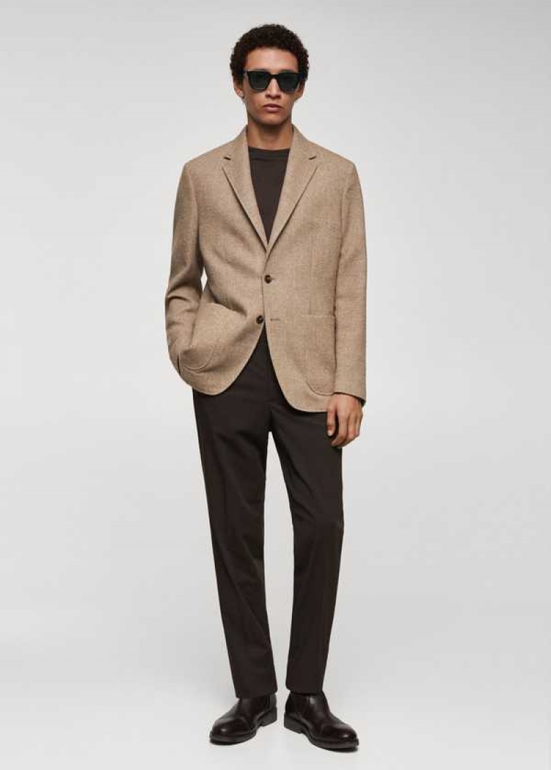 Mango Slim-fit Herringbone Vlna Suit Jacket | MNG-21445