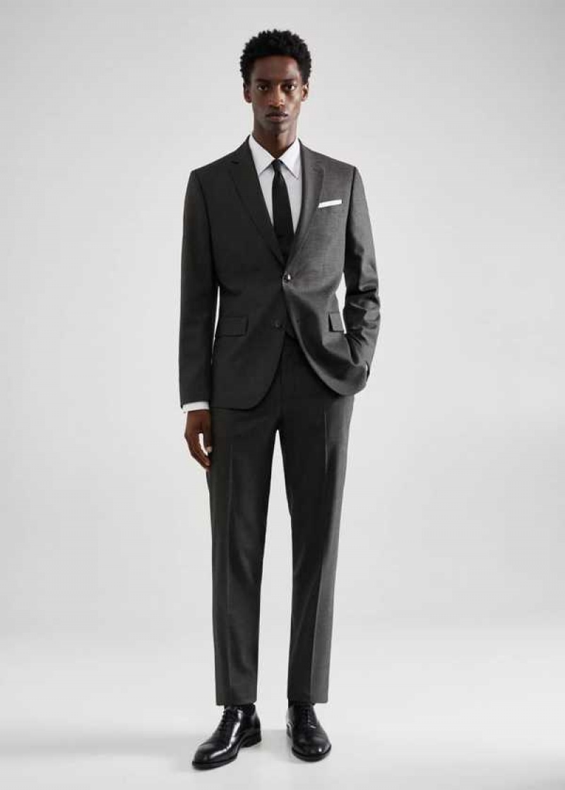 Mango Slim-fit Houndstooth Vlna Suit Blazer | MNG-21426