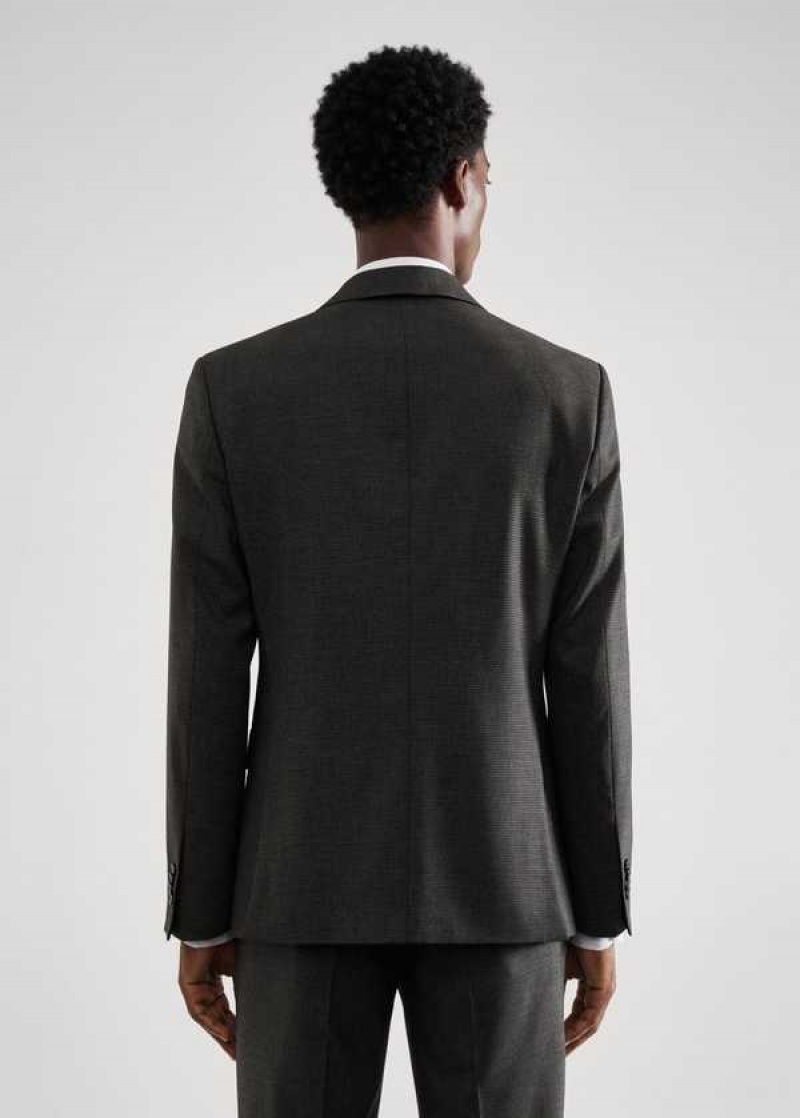 Mango Slim-fit Houndstooth Vlna Suit Blazer | MNG-21426