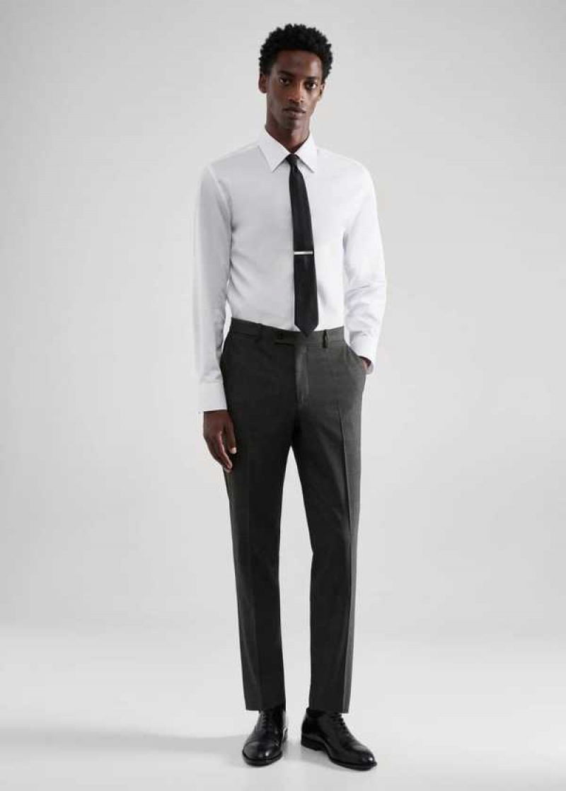 Mango Slim-fit Houndstooth Vlna Suit Pants | MNG-22428