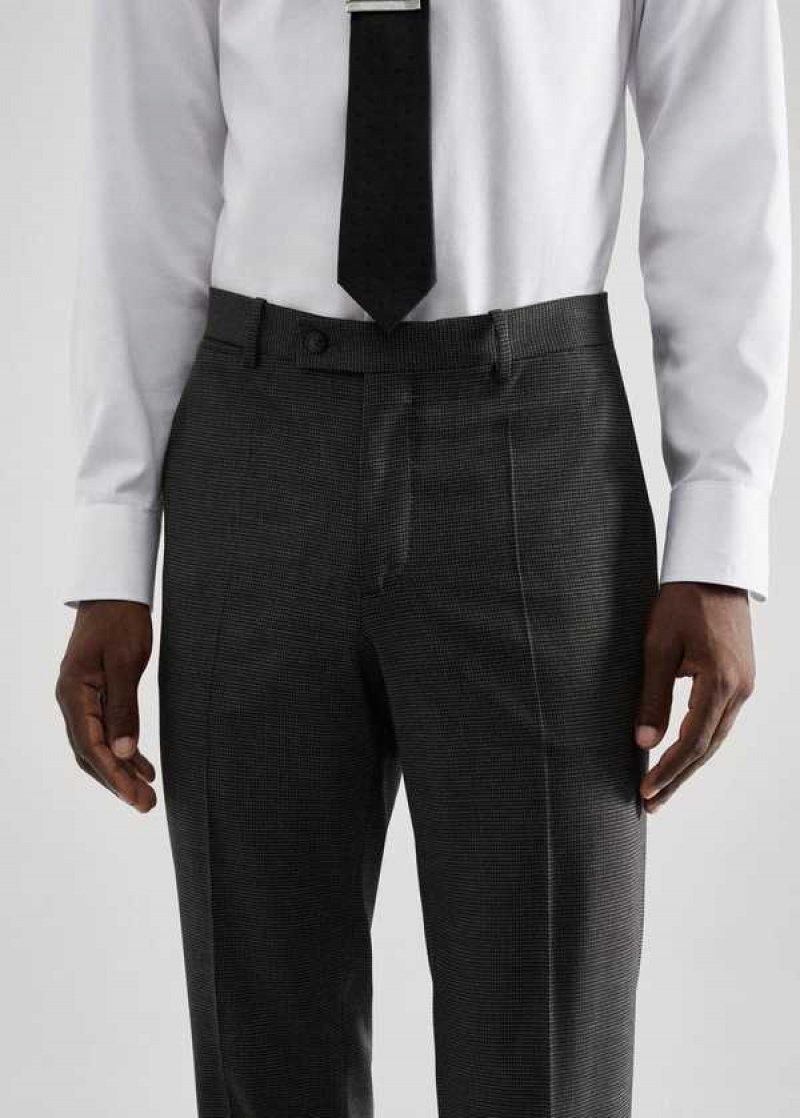 Mango Slim-fit Houndstooth Vlna Suit Pants | MNG-22428