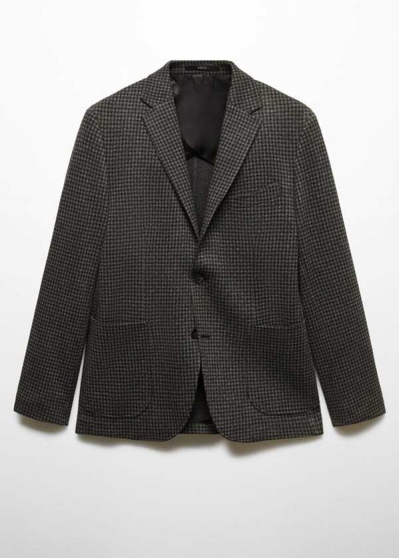 Mango Slim-fit Micro-houndstooth Blazer | MNG-21389