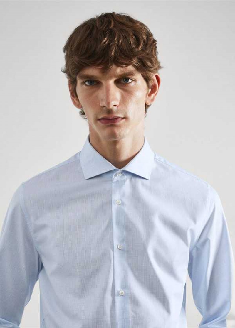 Mango Slim-fit Micro-print Twill Suit Shirt | MNG-22145