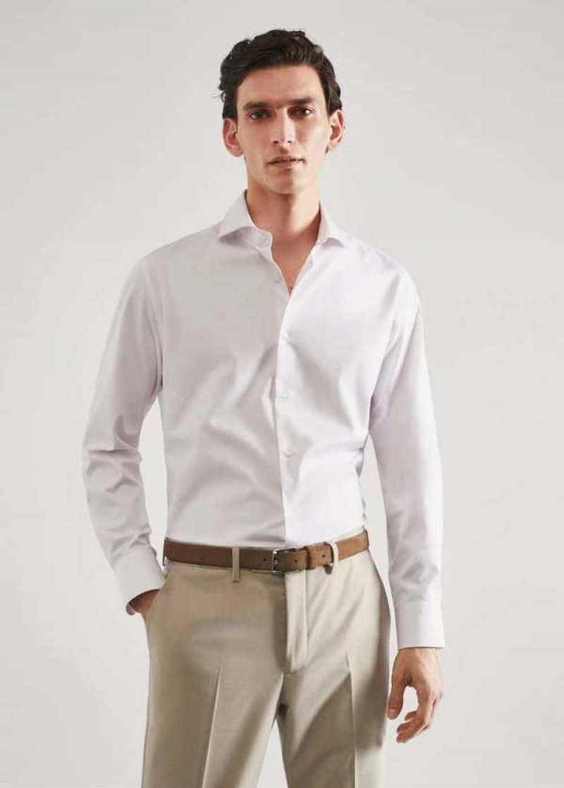 Mango Slim-fit Micro-stripe Twill Suit Shirt | MNG-22144