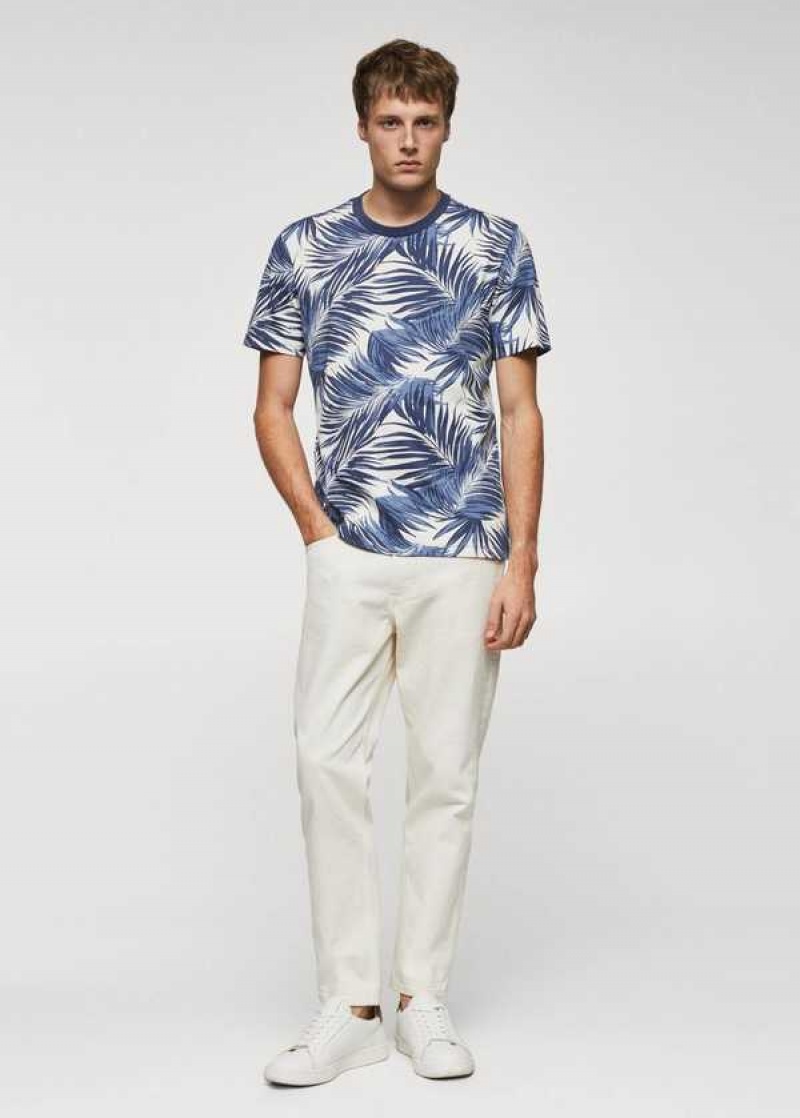 Mango Slim-fit Palm-print Shirt | MNG-21747