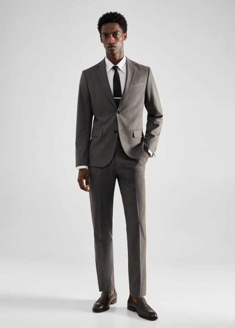 Mango Slim-fit Pinstripe Vlna Suit Blazer | MNG-21411