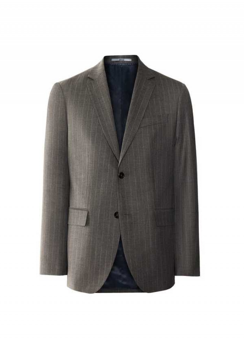 Mango Slim-fit Pinstripe Vlna Suit Blazer | MNG-21411