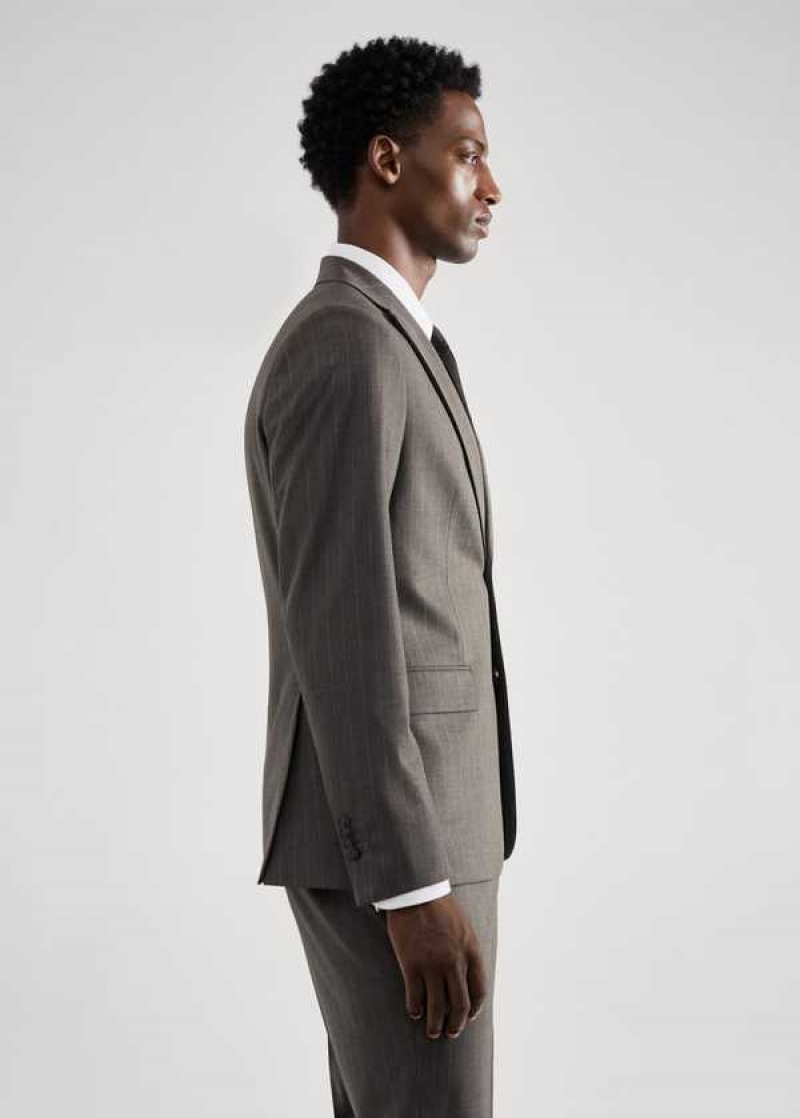 Mango Slim-fit Pinstripe Vlna Suit Blazer | MNG-21411