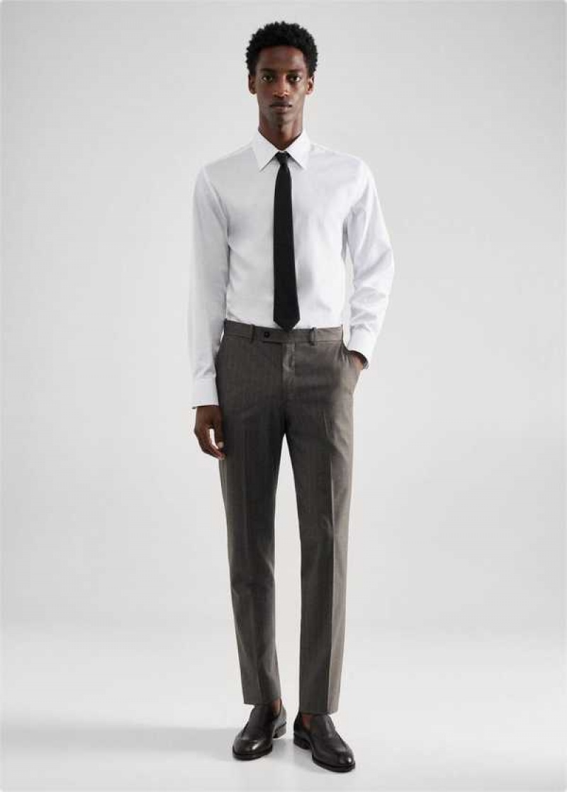 Mango Slim-fit Pinstripe Vlna Suit Pants | MNG-22425