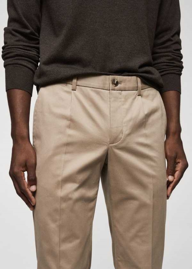 Mango Slim-fit Plisovaný Bavlněné Chinos | MNG-22285