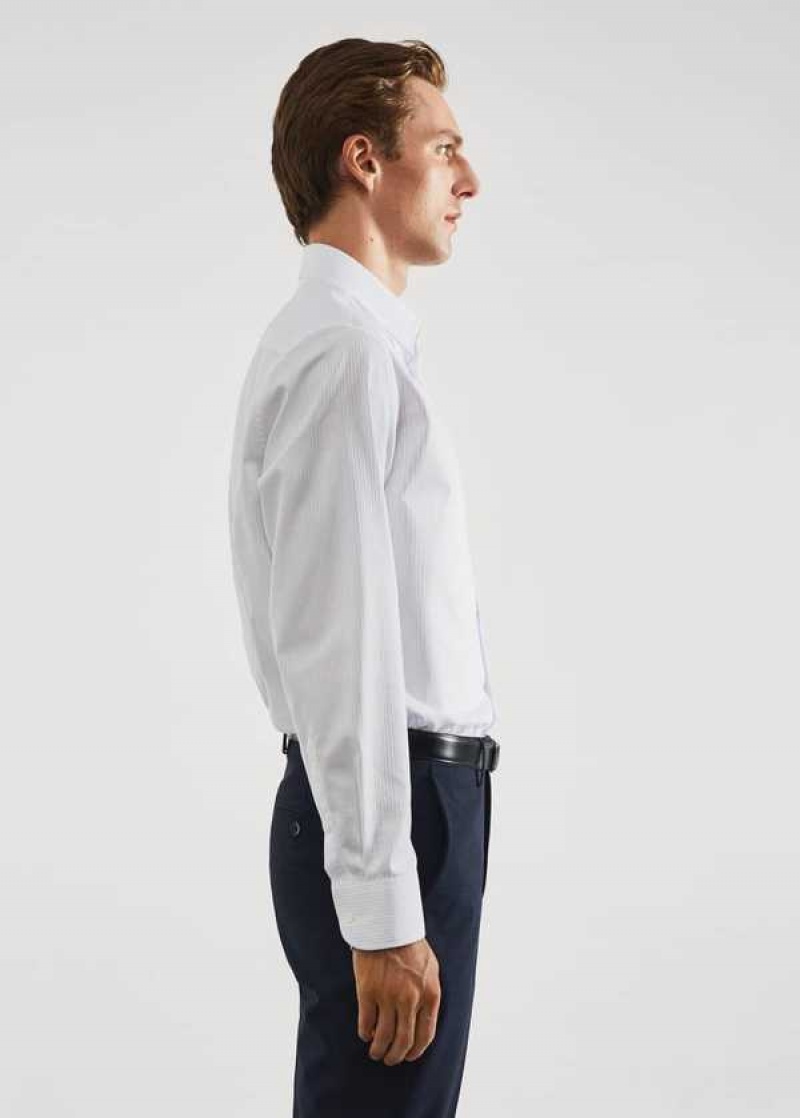 Mango Slim-fit Pruhovaný Bavlněné Twill Suit Shirt | MNG-22146