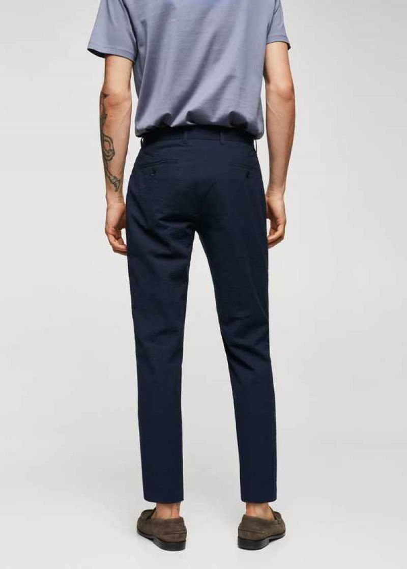 Mango Slim-fit Seersucker Stretch Pants | MNG-22278