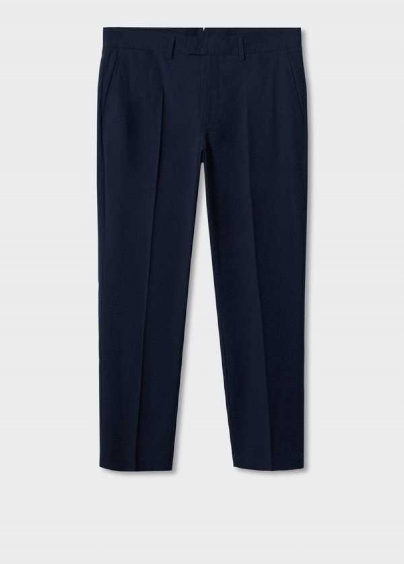 Mango Slim-fit Seersucker Stretch Pants | MNG-22278