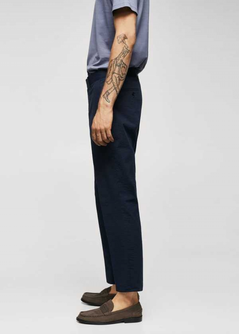 Mango Slim-fit Seersucker Stretch Pants | MNG-22278