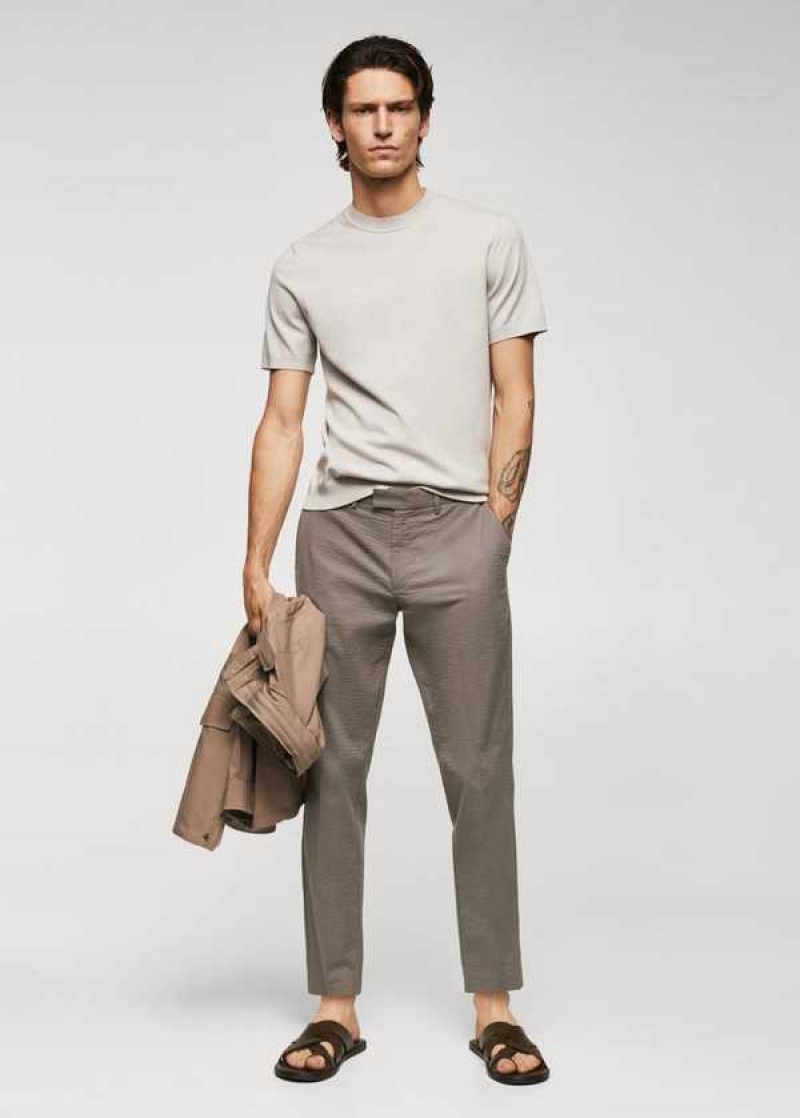 Mango Slim-fit Seersucker Stretch Pants | MNG-22274