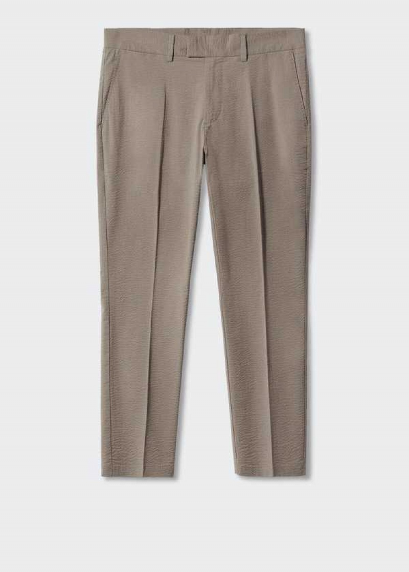 Mango Slim-fit Seersucker Stretch Pants | MNG-22274