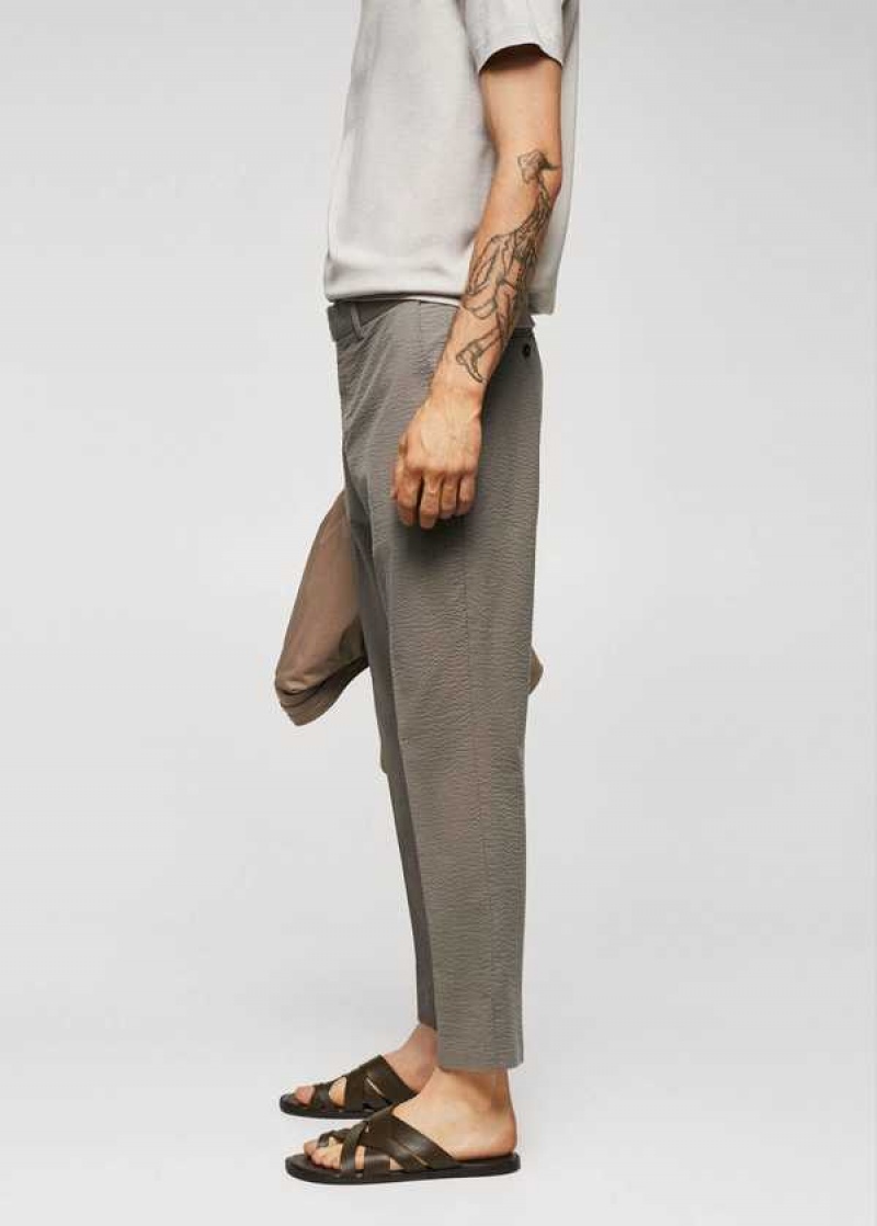 Mango Slim-fit Seersucker Stretch Pants | MNG-22274