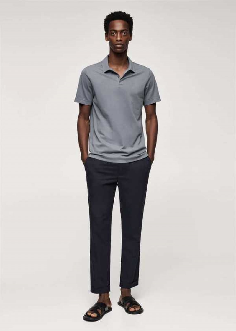 Mango Slim-fit Textured Bavlněné Polo Shirt | MNG-21684