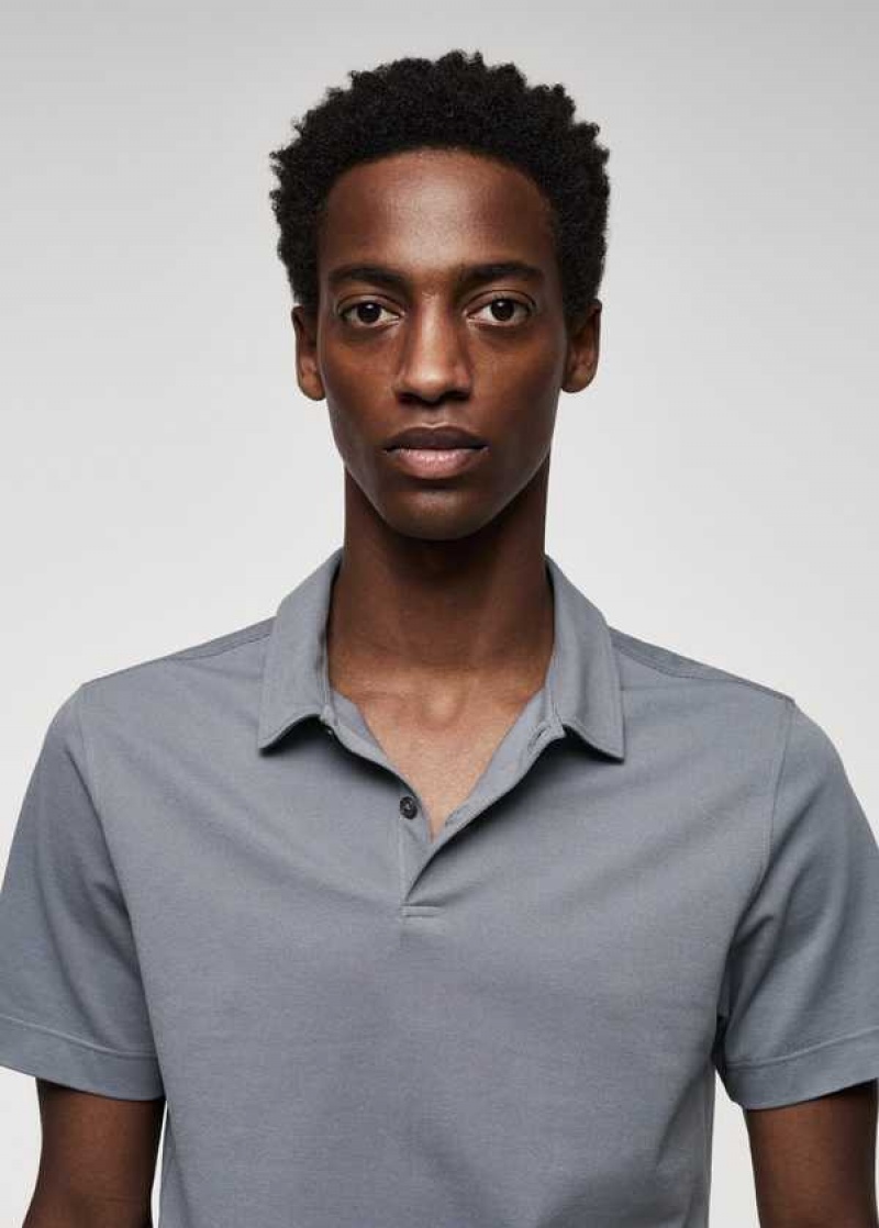 Mango Slim-fit Textured Bavlněné Polo Shirt | MNG-21684