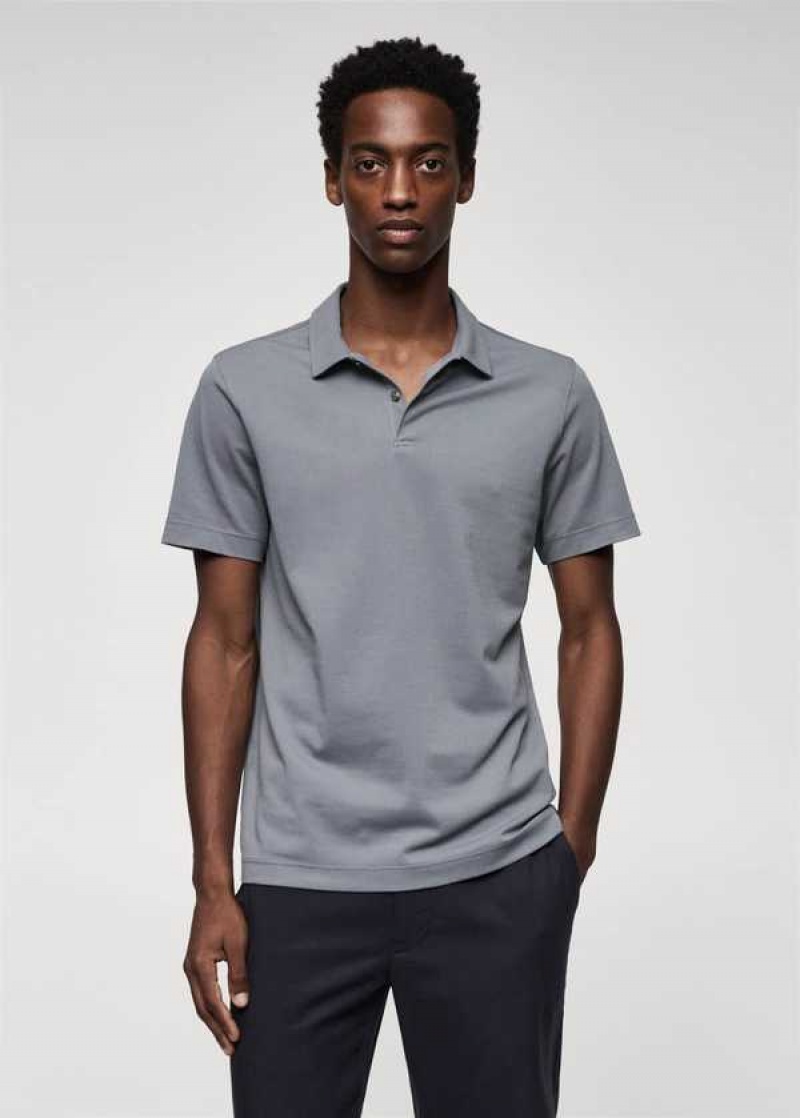 Mango Slim-fit Textured Bavlněné Polo Shirt | MNG-21684