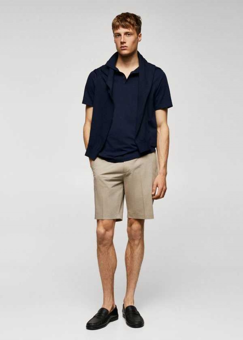 Mango Slim-fit Textured Bavlněné Polo Shirt | MNG-21501